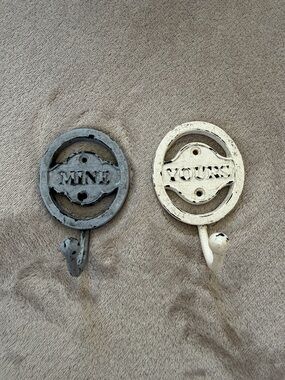 Mine & Yours Decorative Wall Hooks in Gray and Cream
